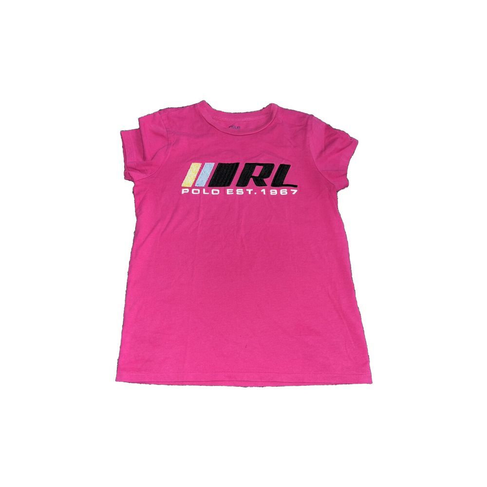 Polo Ralph Lauren Y2K XS baby tee Women Beaded Pink T-Shirt‎ RL POLO 1967 XS